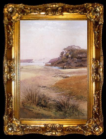 framed  Julian Ashton View of Narth Head,Sydney Harbour 1888, ta009-2